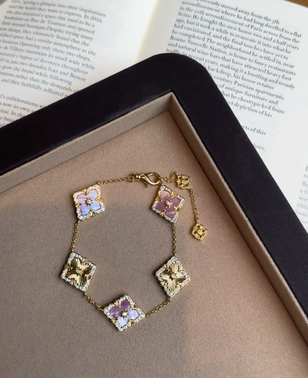 Buccellati Van Cleef & Arpels Alhambra Pink Enamel Bracelet